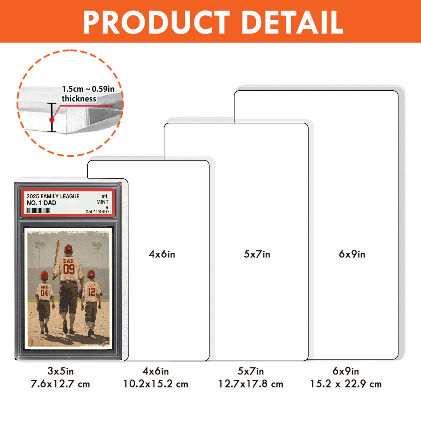 Baseball No. 1 Dad Man & Kids Trading Card Style Personalized Acrylic Block, Dad Plaque, Father's Day Gift for Baseball Dad, Husband