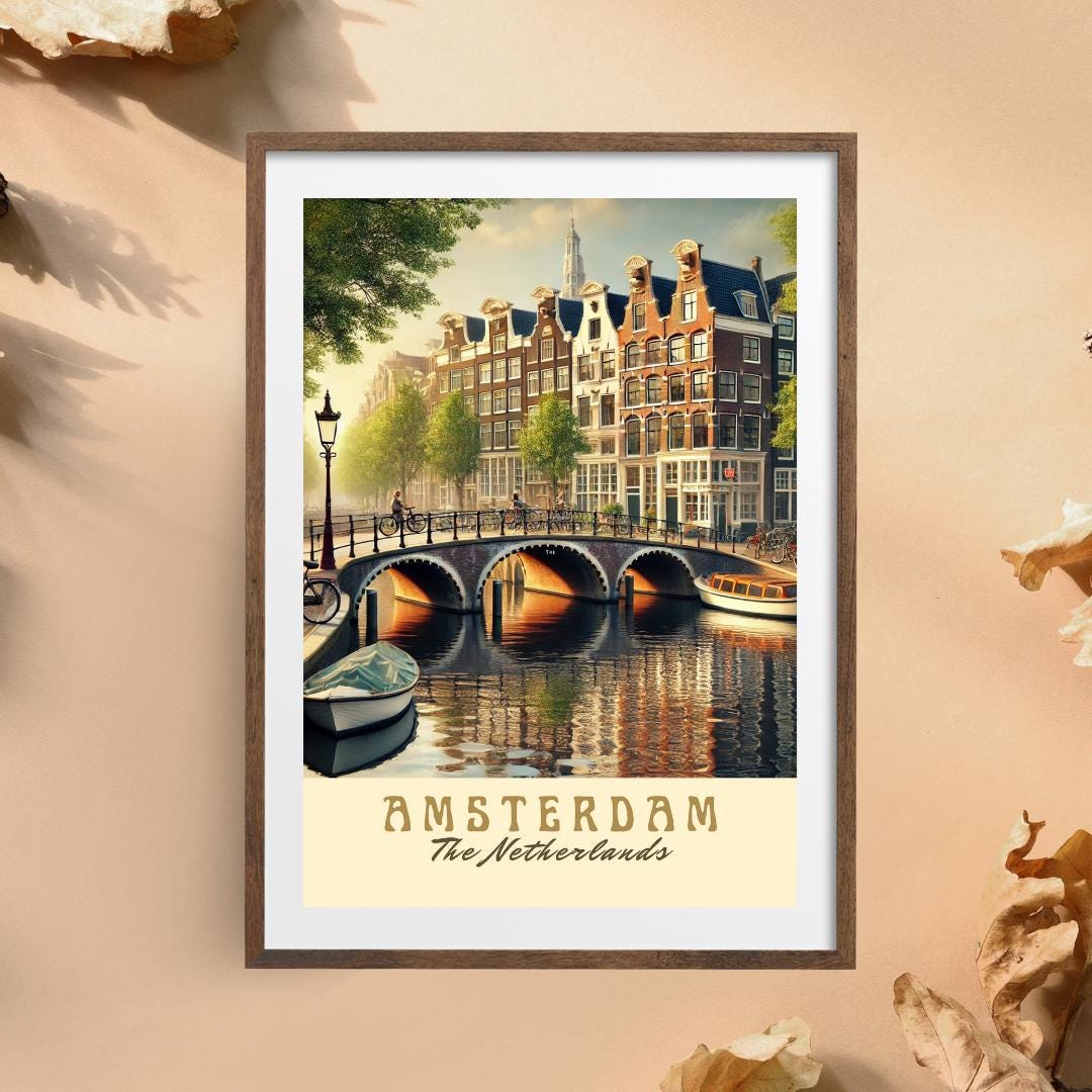 Amsterdam Print, Amsterdam Wall Art, Amsterdam Poster, Amsterdam, Birthday Present, Wedding Gift Print, Travel Decor, Travel Wall Art, Dutch