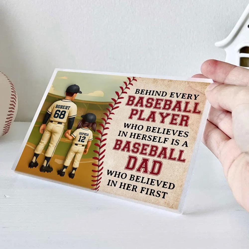 Custom Baseball Dad Gifts, Fathers Day Gift For Dad, Baseball Dad Gift, Custom Figure Acrylic Block, Gift For Husband, Baseball Lover Gifts