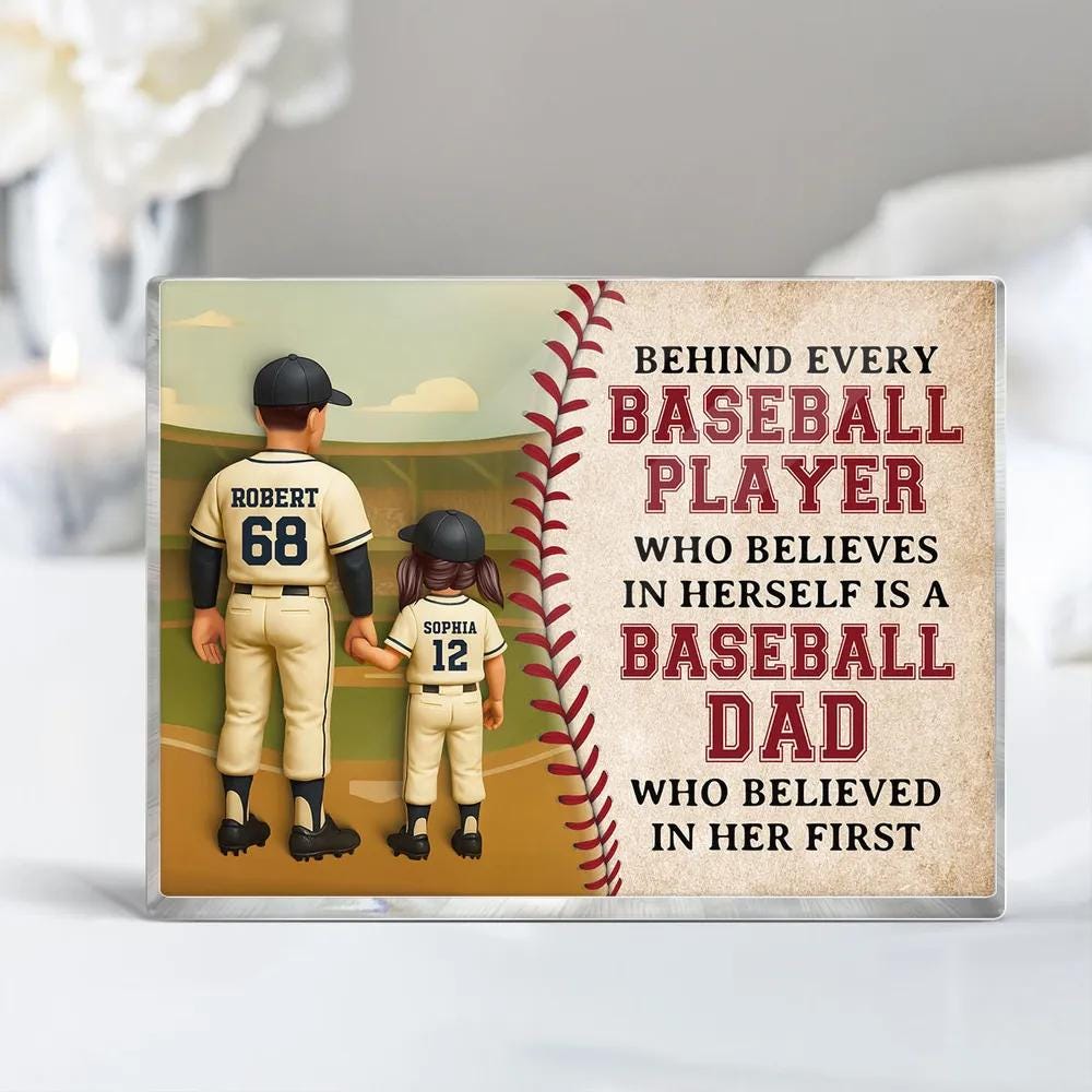Custom Baseball Dad Gifts, Fathers Day Gift For Dad, Baseball Dad Gift, Custom Figure Acrylic Block, Gift For Husband, Baseball Lover Gifts