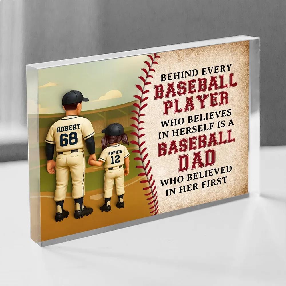 Custom Baseball Dad Gifts, Fathers Day Gift For Dad, Baseball Dad Gift, Custom Figure Acrylic Block, Gift For Husband, Baseball Lover Gifts