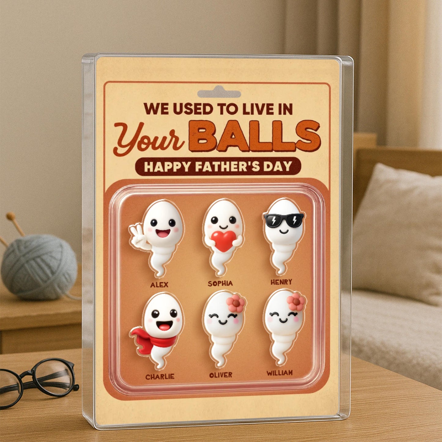 We Used To Live In Your Balls Toy Box Figures Style Personalized Acrylic Block Plaque, Funny Father's Day gift for Dads, Husband, Father