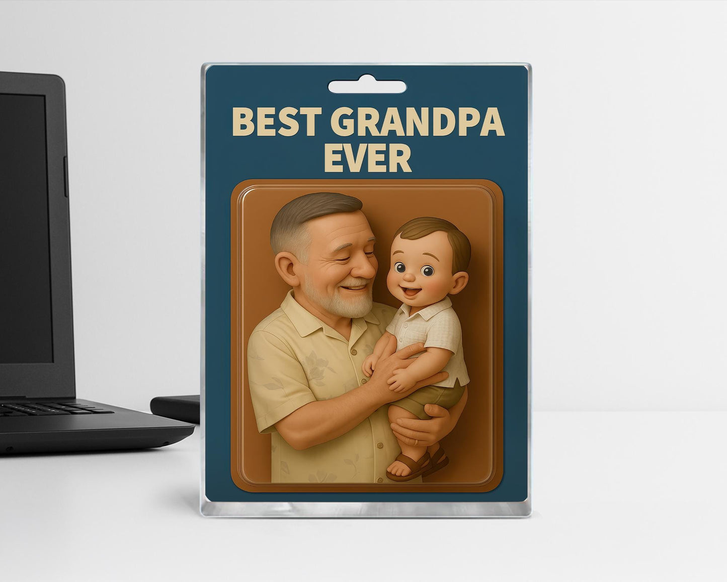 Custom Father's Day Gift for Grandpa, Personalized Photo Dad And Kids Action Figure Acrylic Block, Best Grandpa Ever Block, Gift for Husband