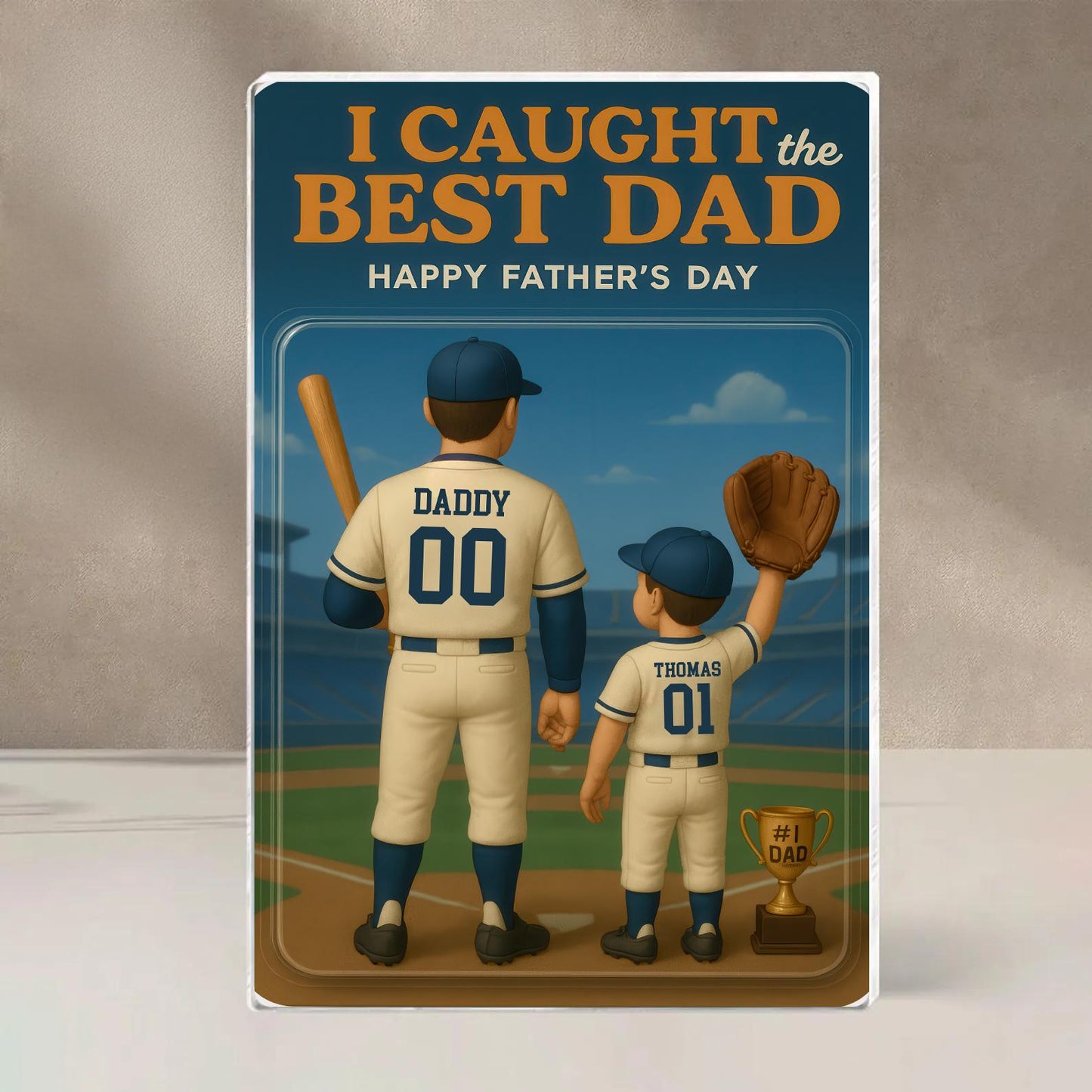 Custom Fathers Day Gift For Dad, I Caught The Best Dad Baseball Gift, Personalized Figure Acrylic Block, Baseball Dad Gift, Gift For Husband