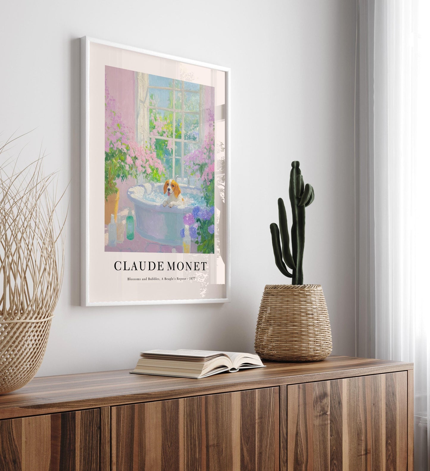 Beagle in Bathtub Art Print: Monet Style Dog Poster