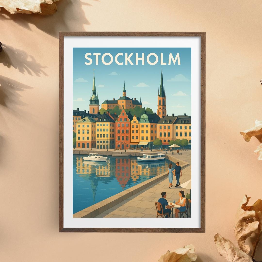 Stockholm Poster, Stockholm Wall Art, Sweden Wall Art, Stockholm Travel Print, Wedding Gift, Birthday Present, Travel Decor, Travel Wall Art