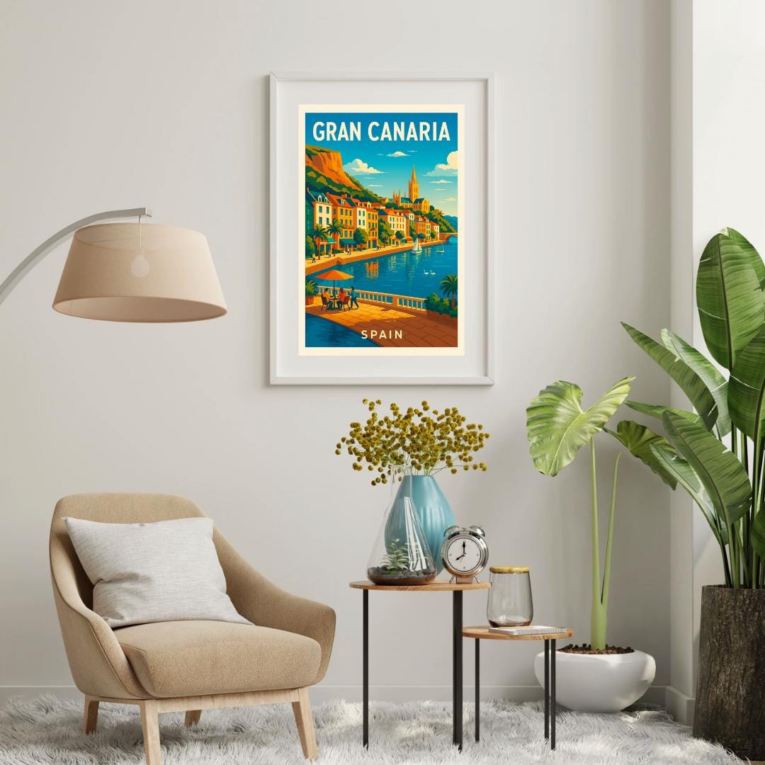 Gran Canaria Poster, Gran Canaria Wall Art, Spain Wall Art, Gran Canaria Travel Print, Wedding Gift, Birthday Present, Travel Decor, Holiday