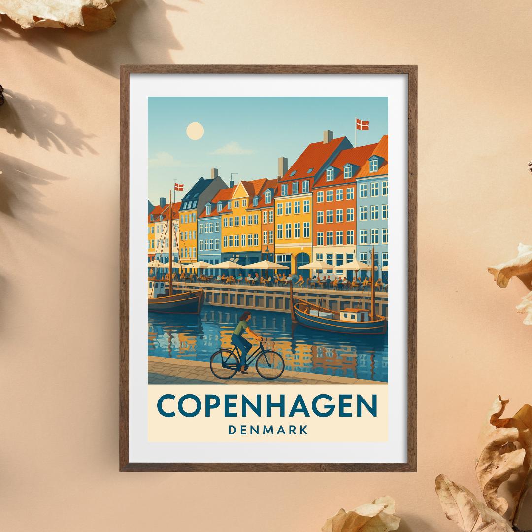 Copenhagen Poster, Copenhagen Wall Art, Denmark Wall Art, Copenhagen Travel Print, Wedding Gift, Birthday Present, Travel Decor Interrailing