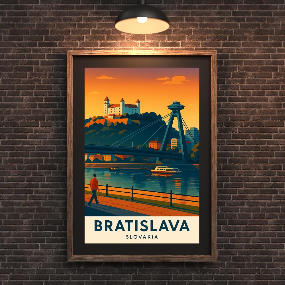 Bratislava Poster, Slovakia Wall Art, Bratislava Wall Art, Bratislava Travel Print, Birthday Present, Wedding Gift, Travel Decor, Bratislava