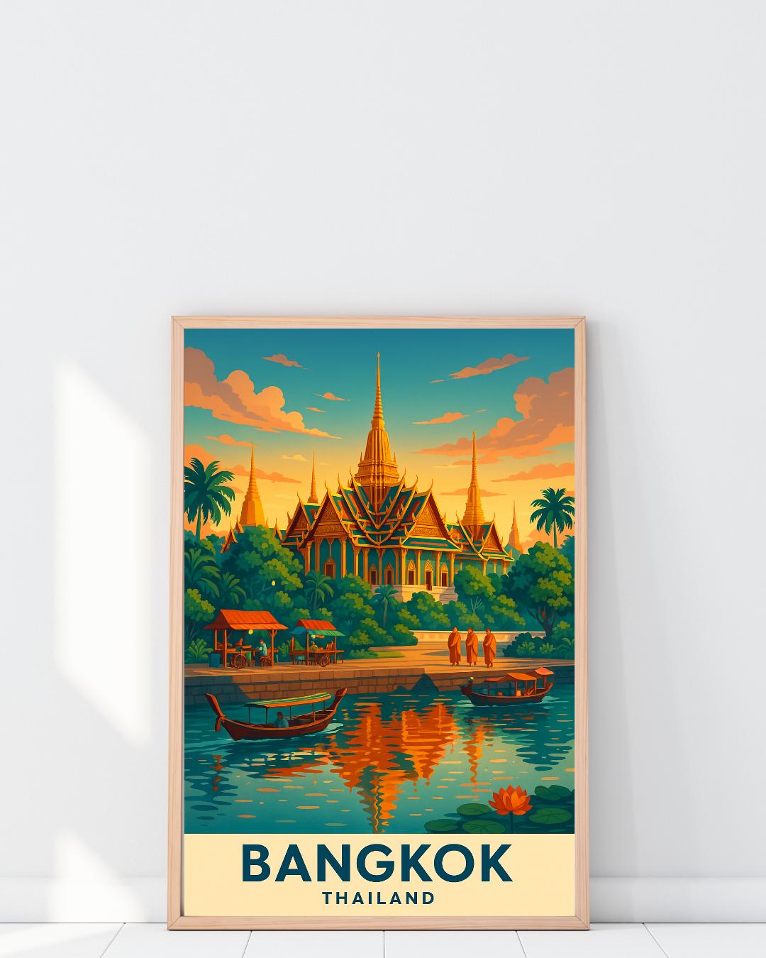 Bangkok Travel Poster, Thailand Wall Art, Bangkok Print, Wedding Gift, Birthday Present, Travel Print, Bangkok Wall Art, Travel Decor