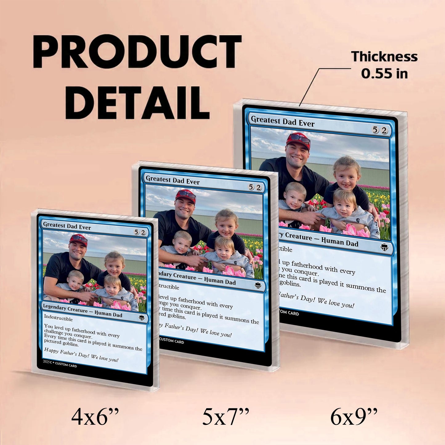 3D Effect Custom Figure Baseball Family Daddy's Dream Team Personalized Rectangle Acrylic Block Plaque, Gift for Fathers day, Baseball Lover