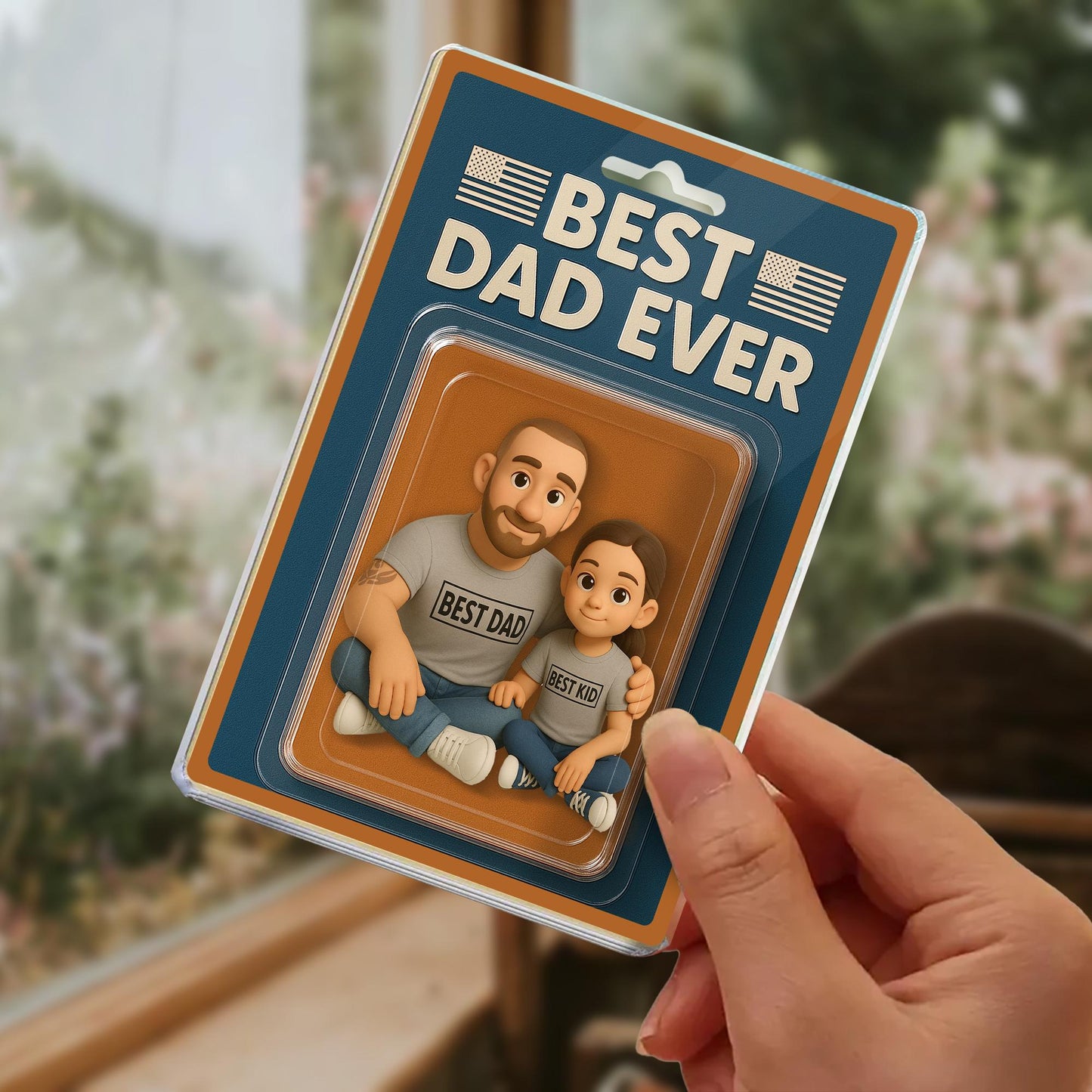 Custom Photo Dad And Kids Action Figure Acrylic Block, Personalized Father's Day Gift For Dad, Best Dad Ever Block Plaque, Gift For Husband
