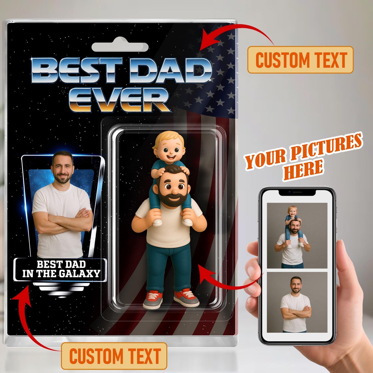 Custom Photo Dad And Kids Action Figure Acrylic Block, Personalized Father's Day Gift For Dad, Best Dad Ever Block Plaque, Gift For Husband