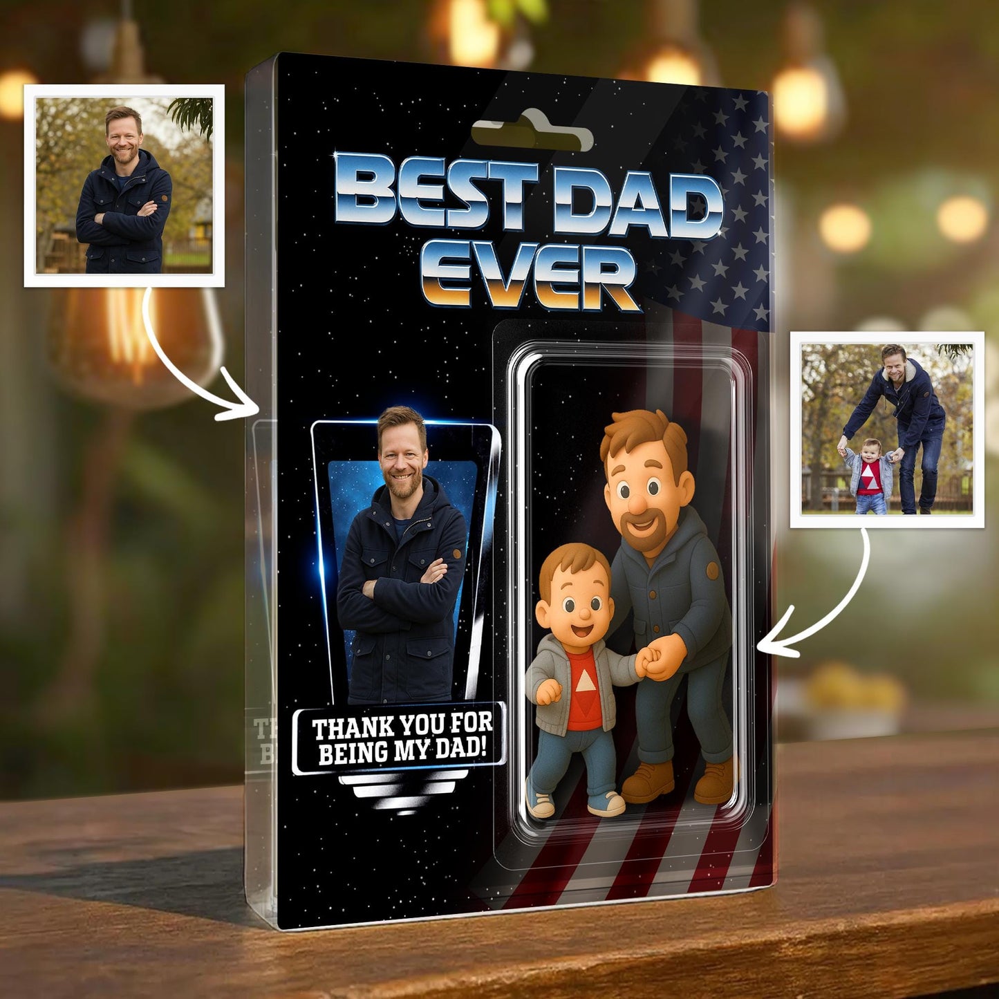Custom Photo Dad And Kids Action Figure Acrylic Block, Personalized Father's Day Gift For Dad, Best Dad Ever Block Plaque, Gift For Husband