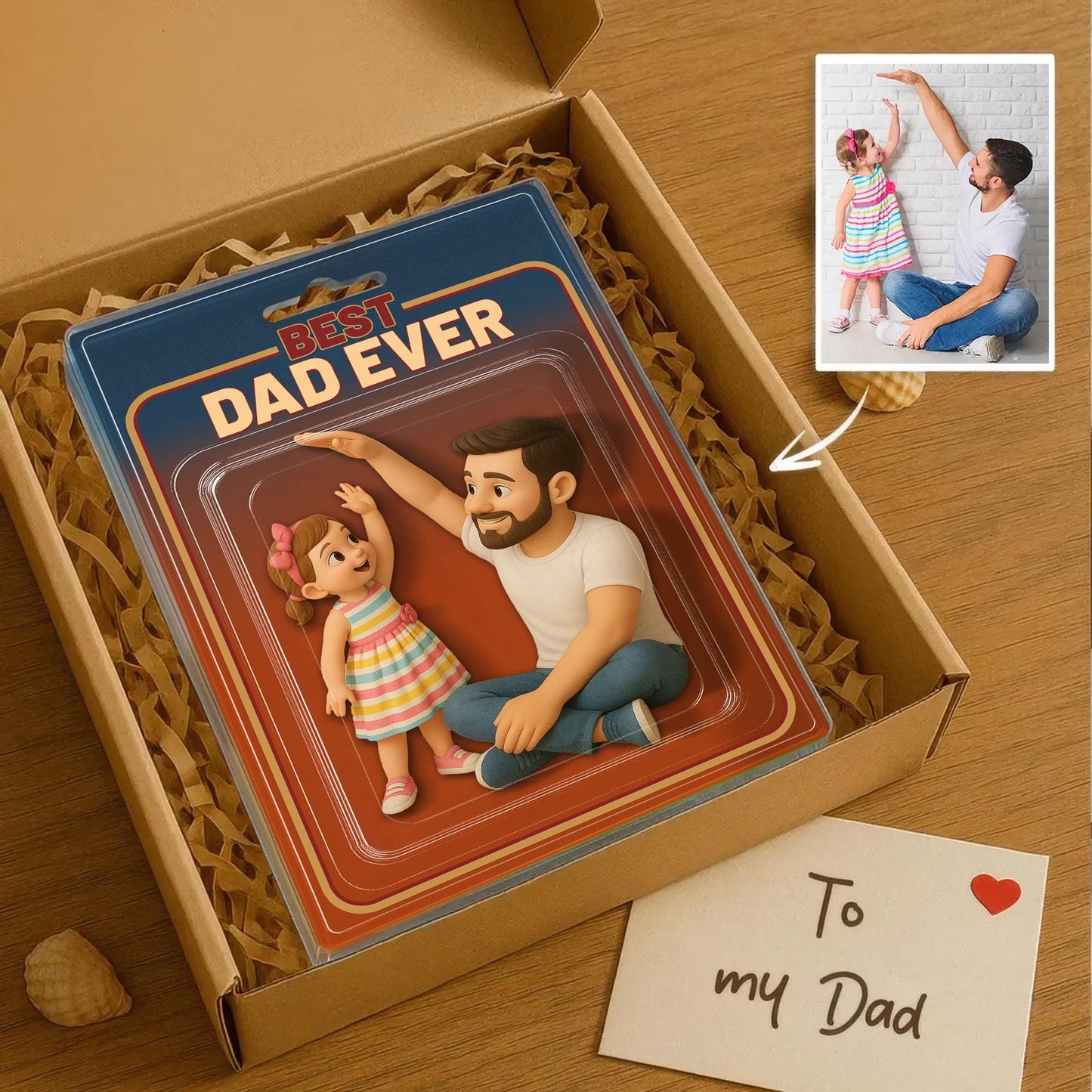 Custom Photo Dad And Kids Action Figure Acrylic Block, Personalized Father's Day Gift For Dad, Best Dad Ever Block Plaque, Gift For Husband