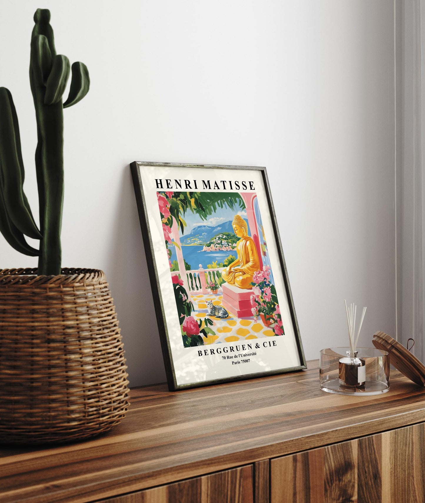 Buddha Cat Art Print: Matisse Style Spiritual Wall Decor