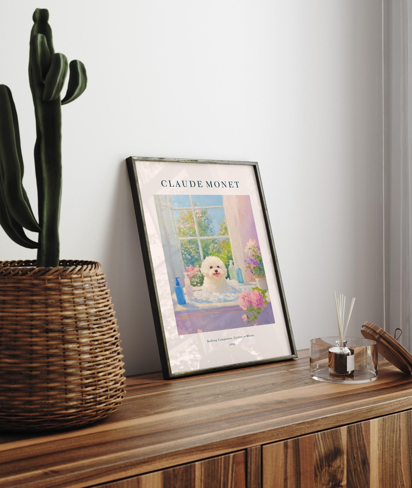 Bichon Frise Art Print: Monet Style French Bathroom Decor