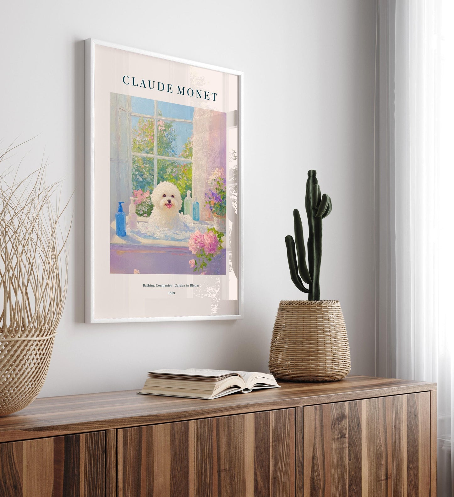 Bichon Frise Art Print: Monet Style French Bathroom Decor
