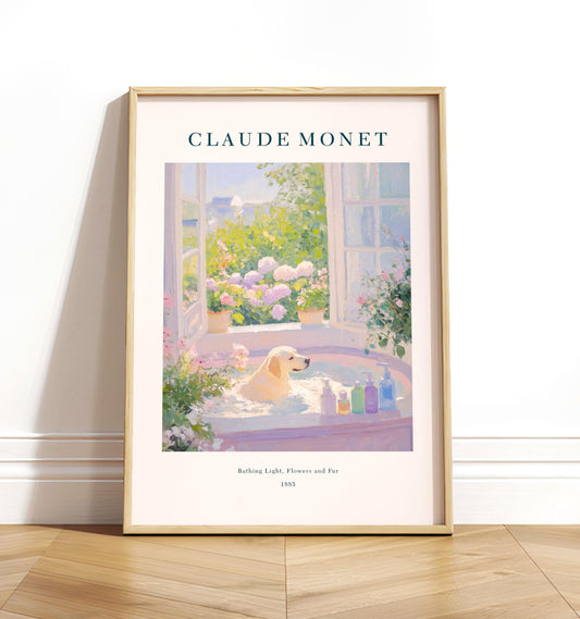 Monet Style Labrador Art Print: French Bathroom Decor