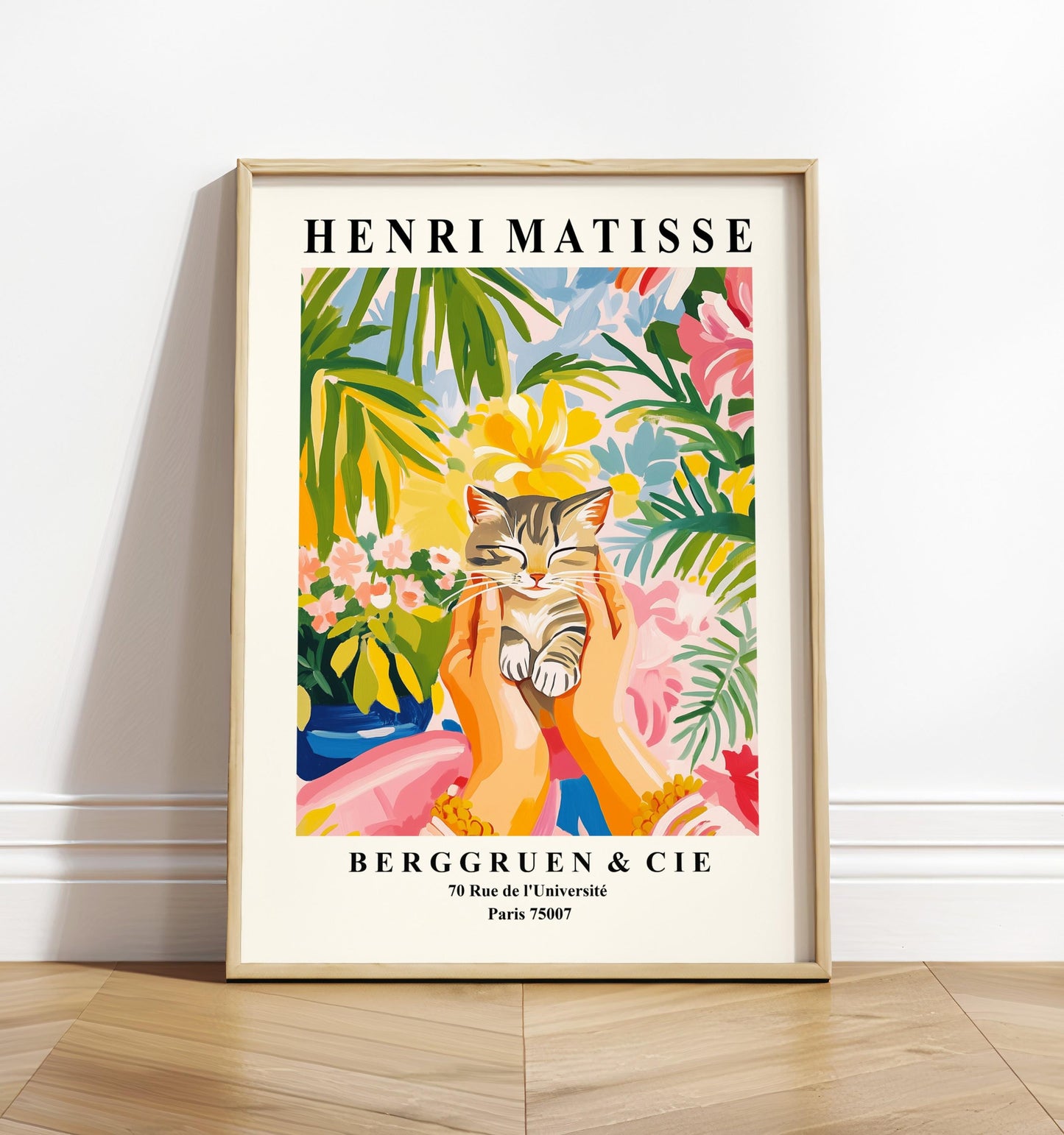 Tabby Kitten Art Print: Matisse Style Cat Lover Gift