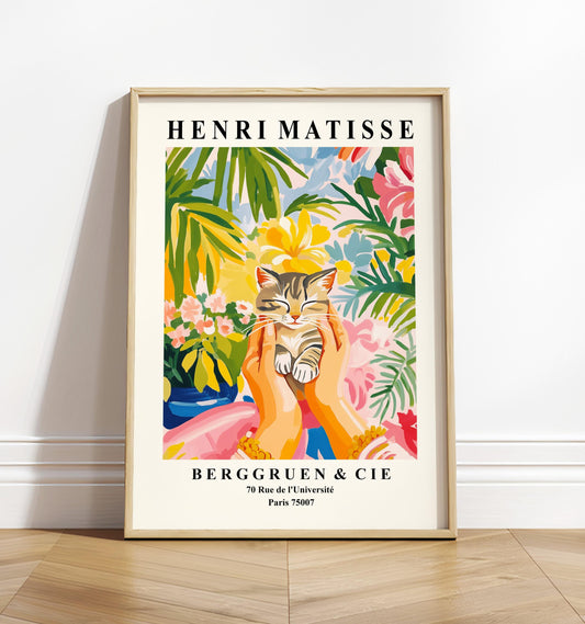 Tabby Kitten Art Print: Matisse Style Cat Lover Gift