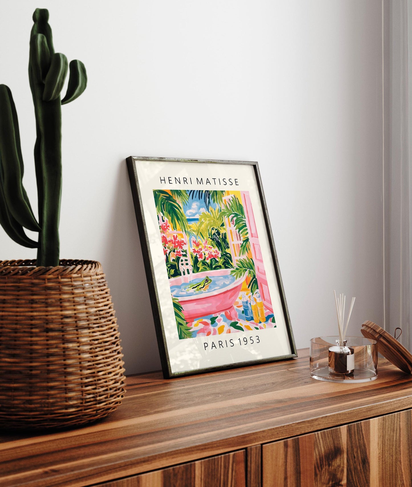 Frog bathroom print, Matisse wall art, Dopamine decor, Gallery exhibition poster, Funny animal print