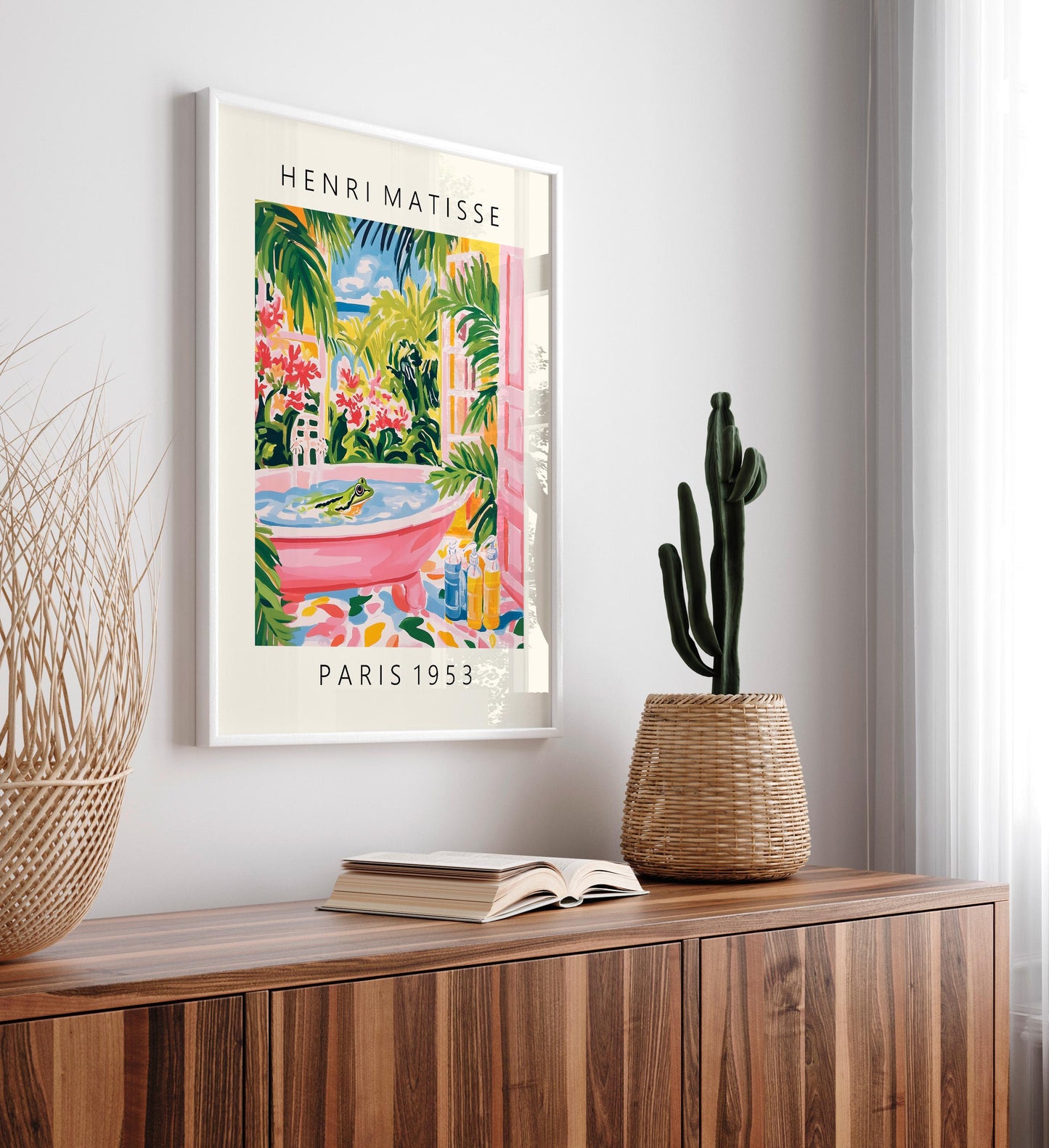Frog bathroom print, Matisse wall art, Dopamine decor, Gallery exhibition poster, Funny animal print