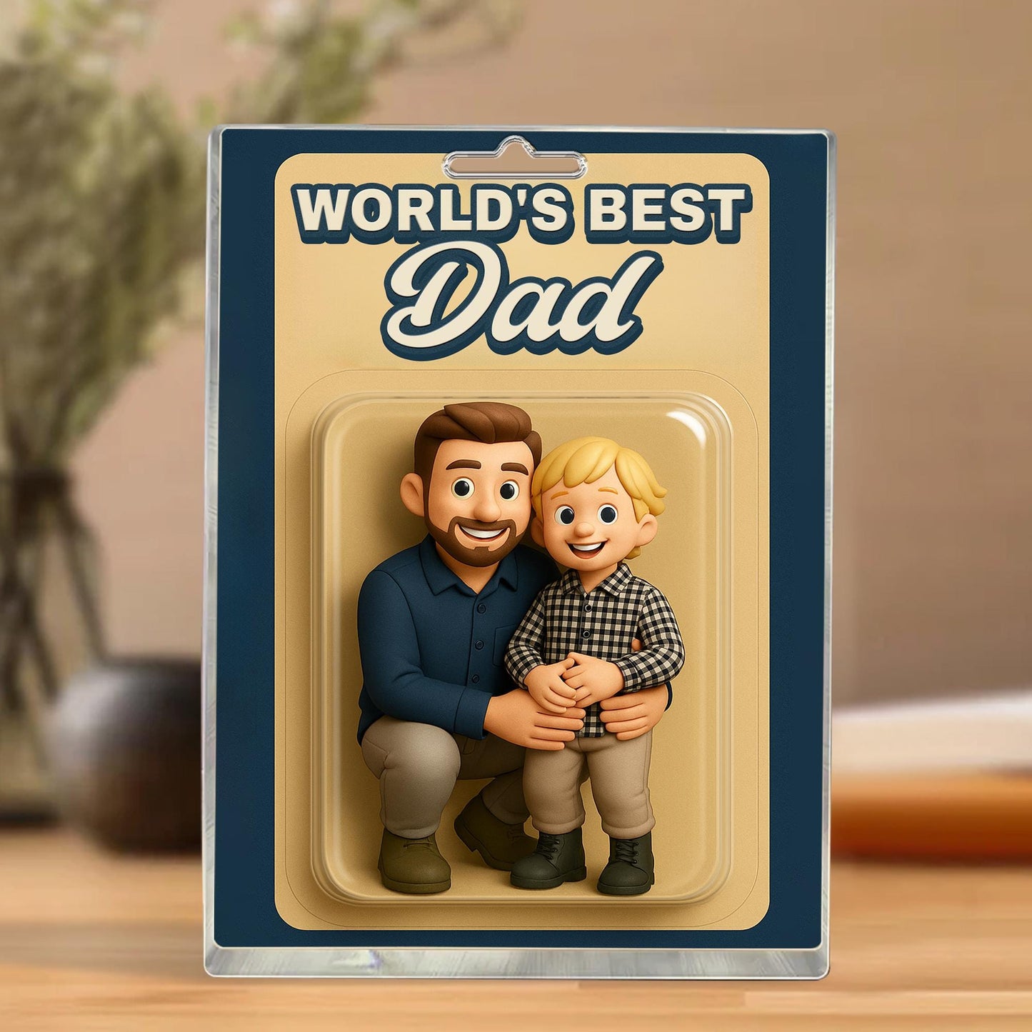 Personalized Fathers Day Gift For Dad, Custom Photo Dad And Kids Action Figure Acrylic Block, Best Dad Ever Block, New Dad Gift For Husband