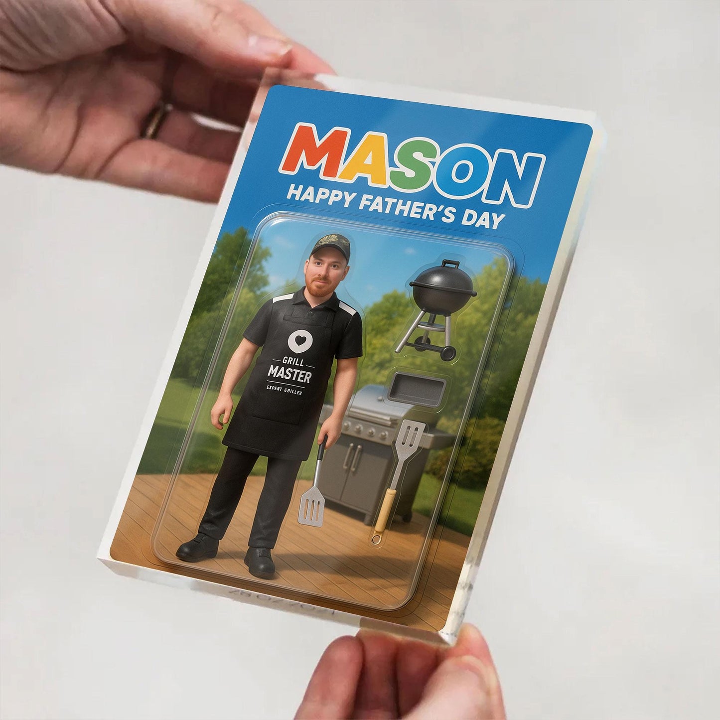 Personalized Photo BBQ Dad Acrylic Block, Custom Father’s Day Gift For Dad, Funny Party Decor, BBQ Grilled Action Figure Plaque