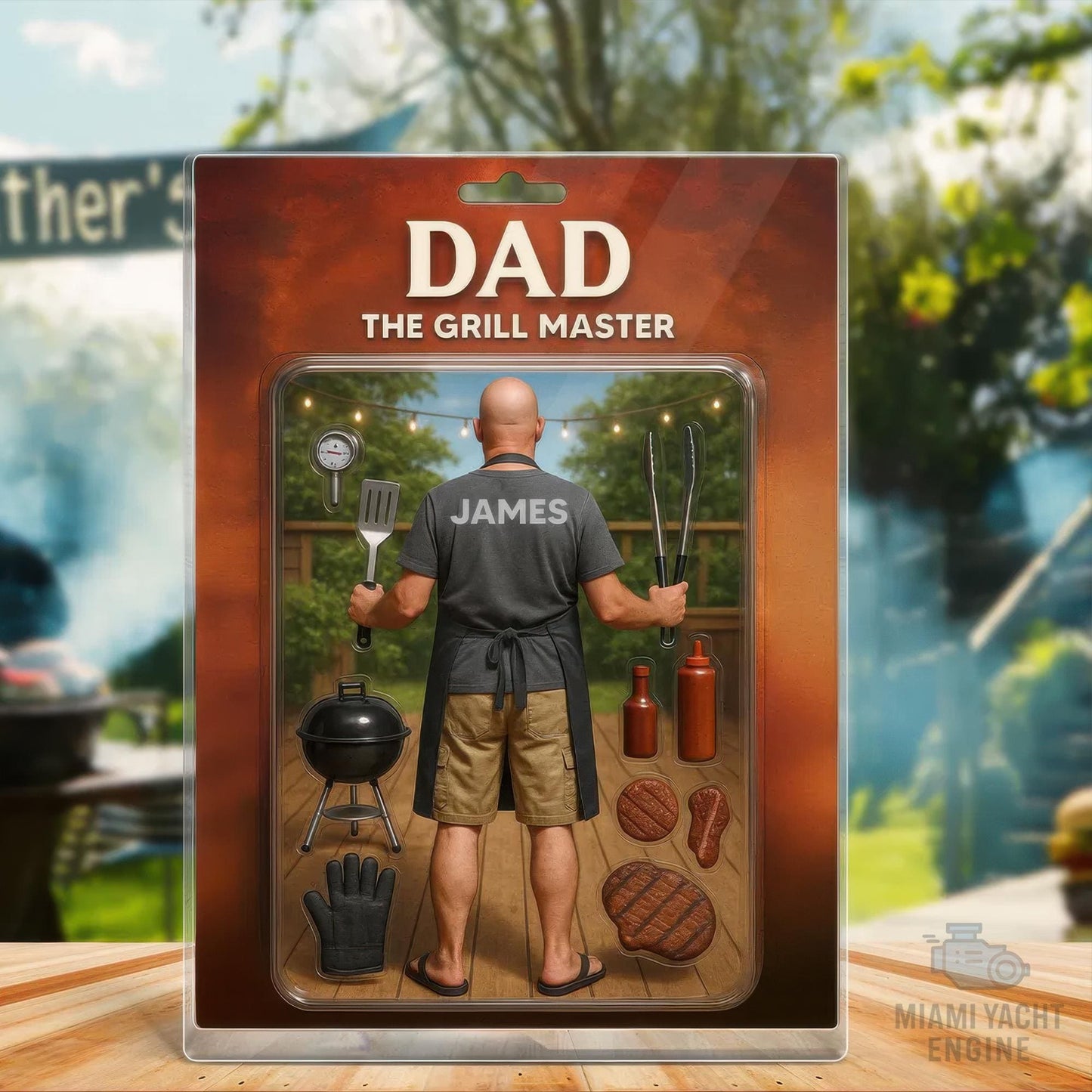 Custom Grill Master Dad Acrylic Block Gift, Personalized BBQ Figurine with Name, Funny Father's Day Gift for Barbecue Lover, Gift for Dad