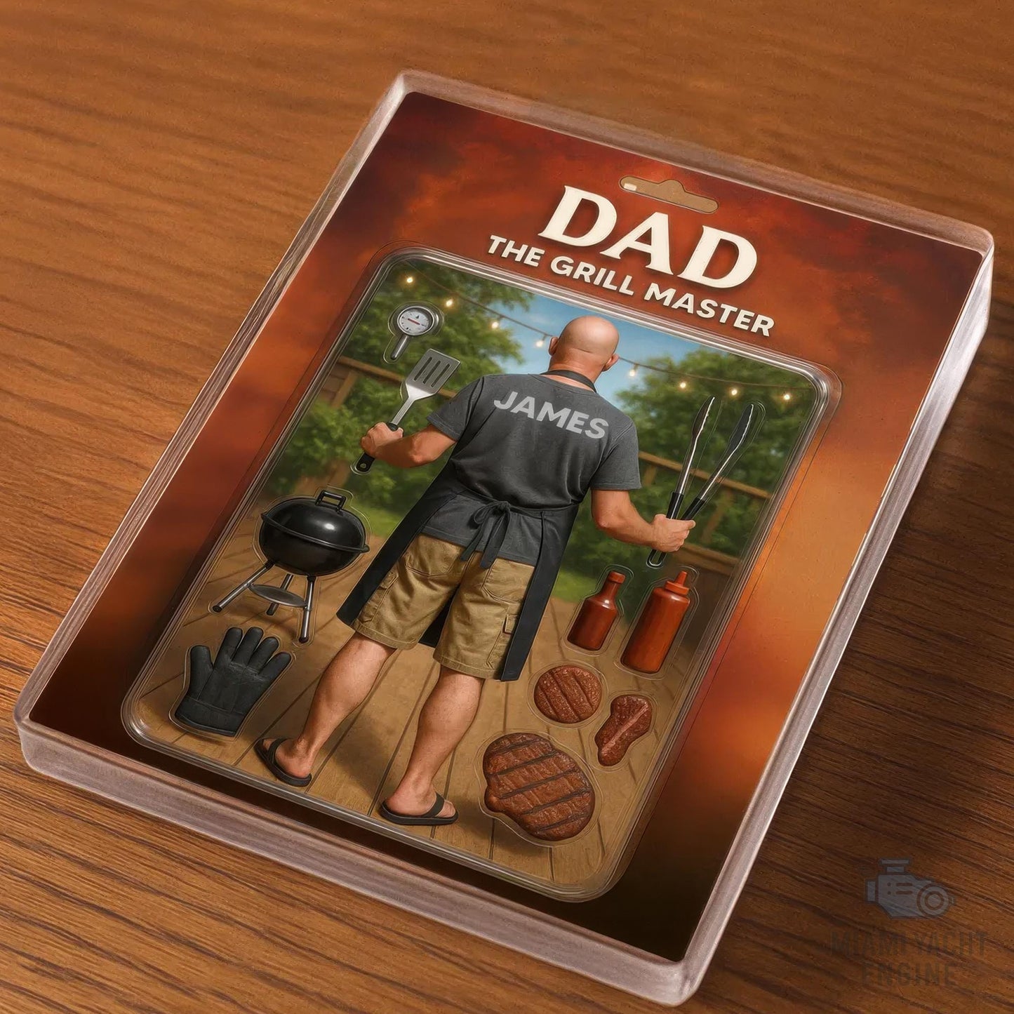 Custom Grill Master Dad Acrylic Block Gift, Personalized BBQ Figurine with Name, Funny Father's Day Gift for Barbecue Lover, Gift for Dad