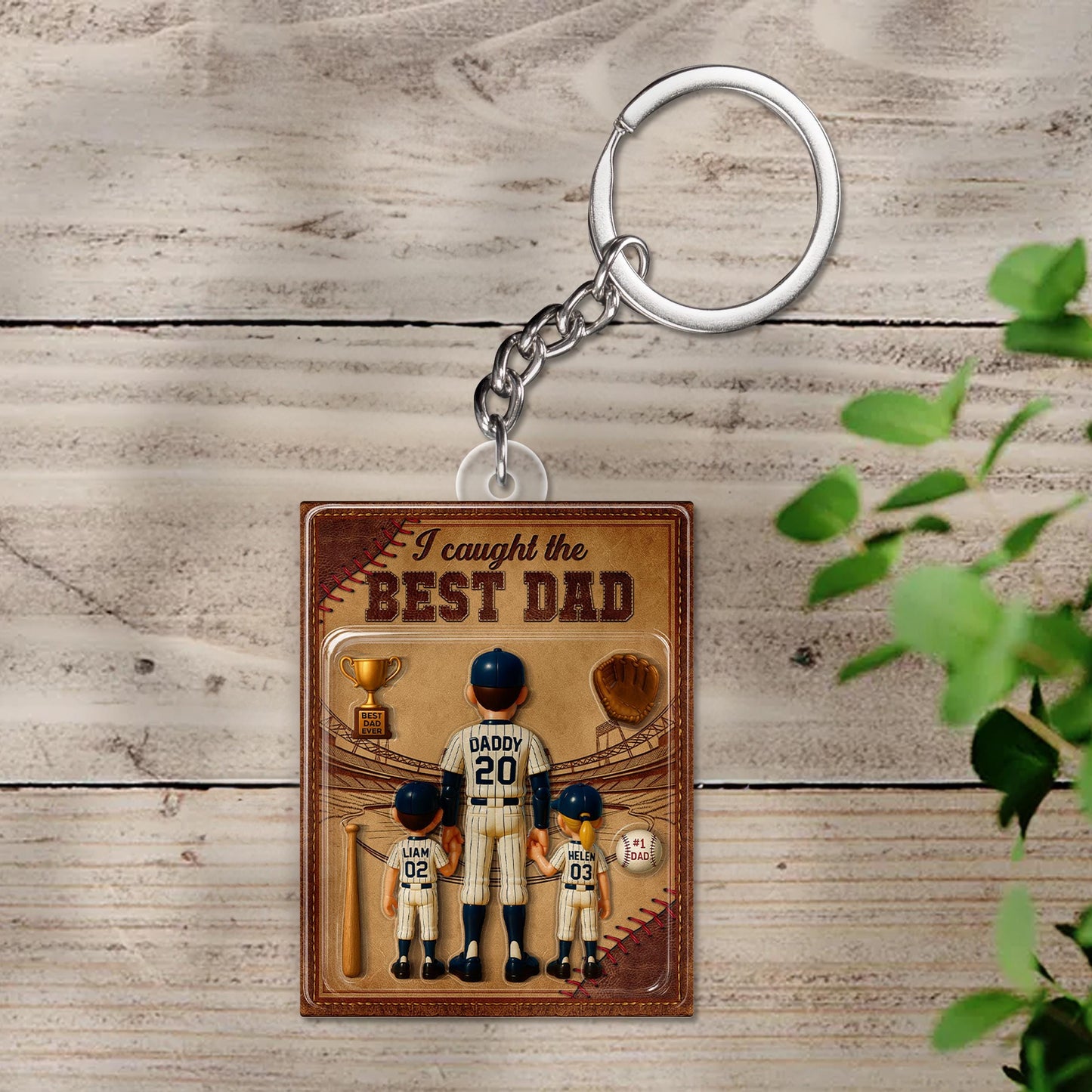 Personalized I Caught the Best Dad Baseball Acrylic Plaque – Custom Father’s Day Gift for Dad, Husband, Grandpa, Pop, Acrylic Block Plaque