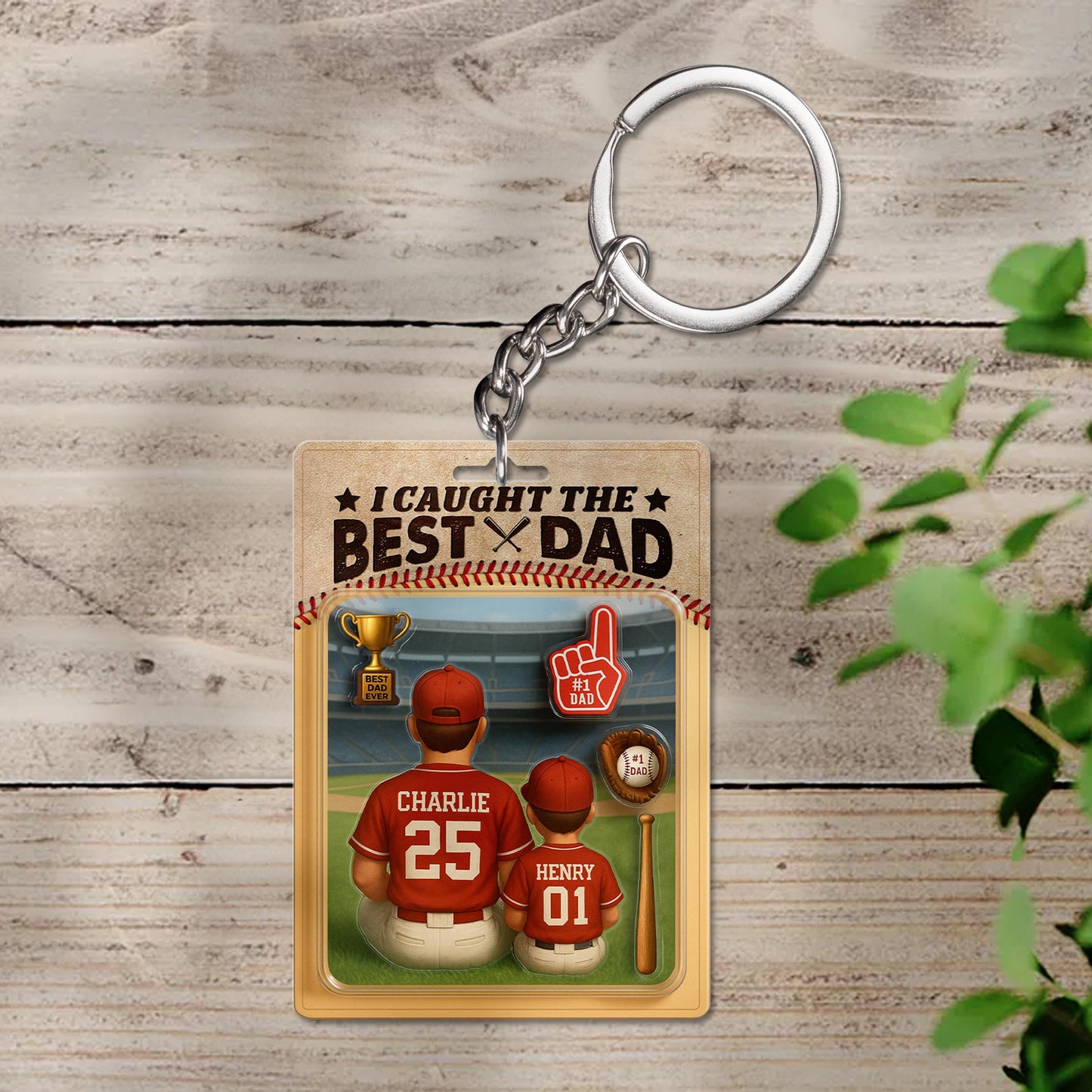 Personalized I Caught the Best Dad Baseball Acrylic Plaque – Custom Father’s Day Gift for Dad, Husband, Grandpa, Pop, Acrylic Block Plaque