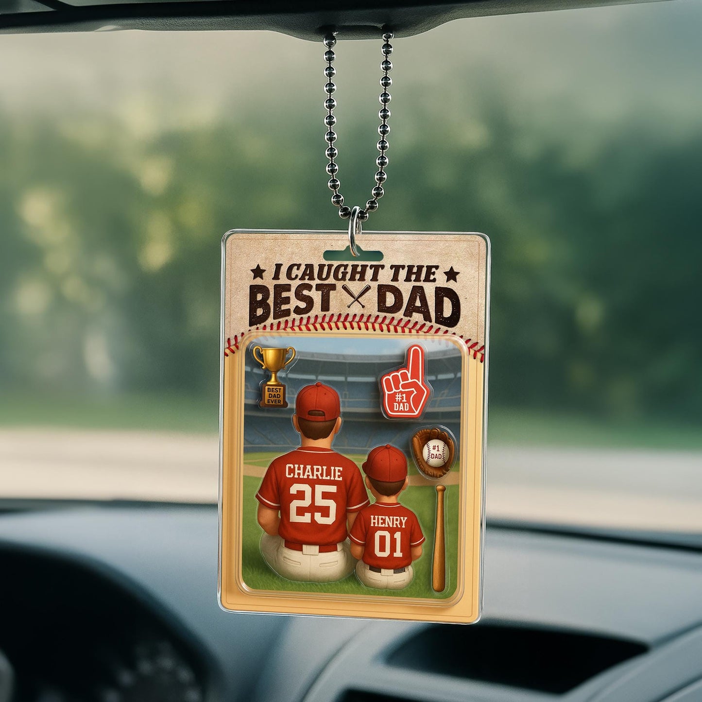 Personalized I Caught the Best Dad Baseball Acrylic Plaque – Custom Father’s Day Gift for Dad, Husband, Grandpa, Pop, Acrylic Block Plaque