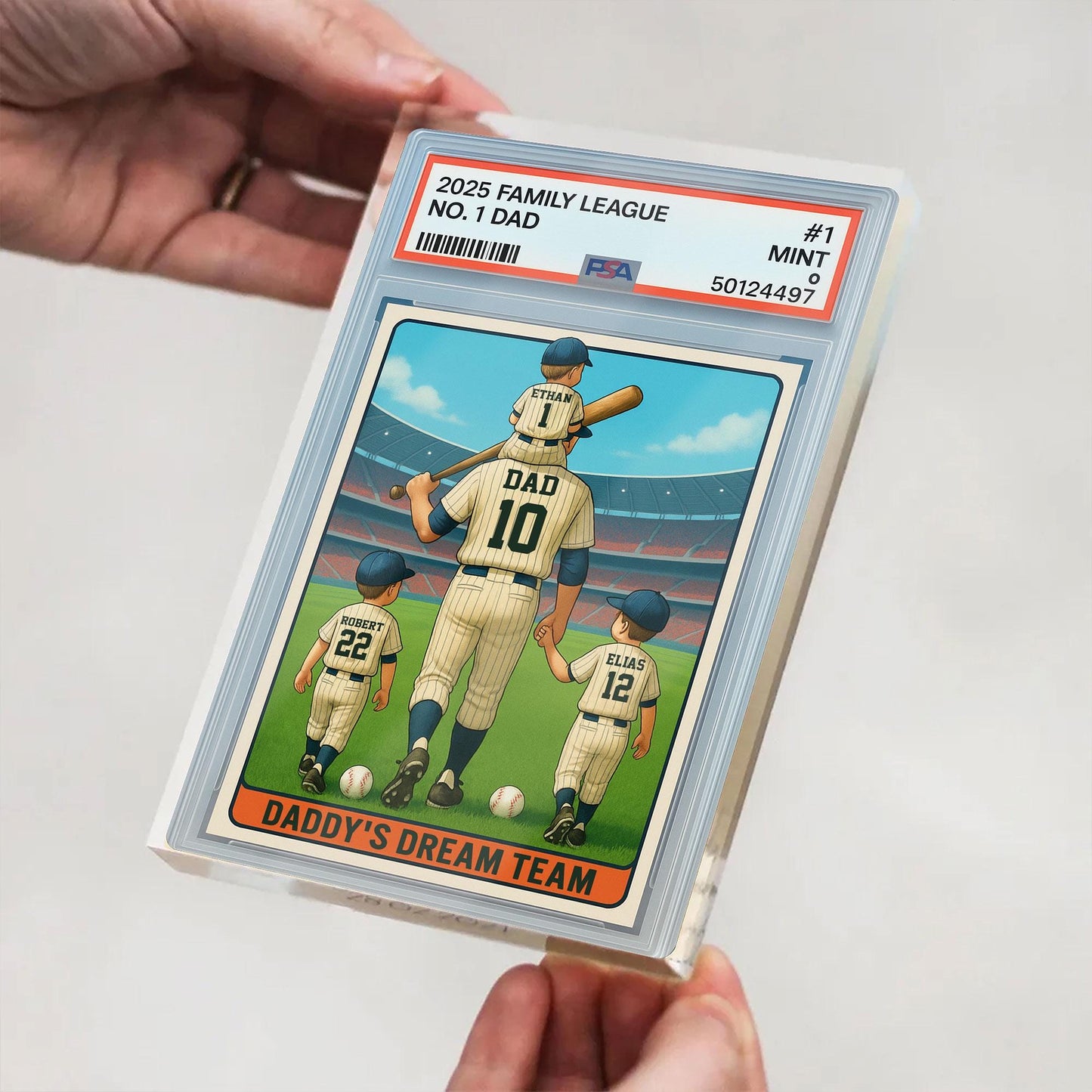 Baseball No. 1 Dad Man And Kids Trading Card Style Personalized Acrylic Block, Dad Plaque, Father's Day Gift for Baseball Husband, Dad.