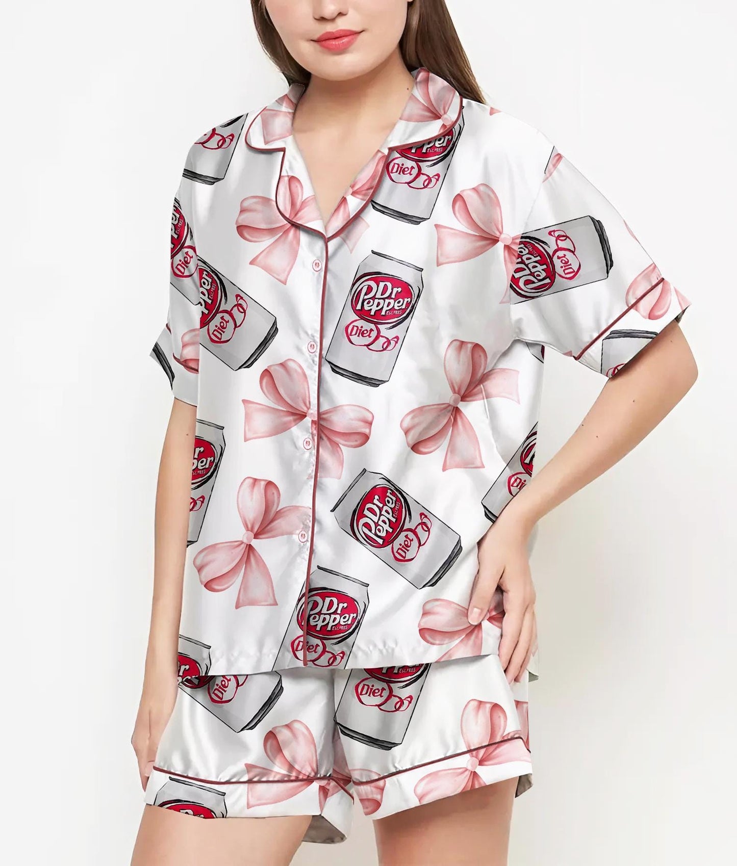 Coquette Diet Pepper Pajamas Satin Set, Drink Shirt, Mother's Day Gift, Birthday Gift, Gift For Women, Bridesmaid Gifts, Anniversary Gift