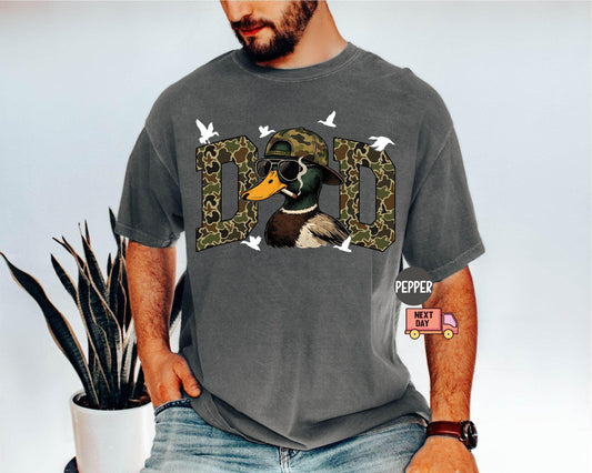 Comfort Colors® Hunting Dad T-Shirt, Duck Hunting Shirt, Mallard Duck Shirt, Daddy of Hunters, Camo Dad Shirt, Hunting Season, Daddy Shirt