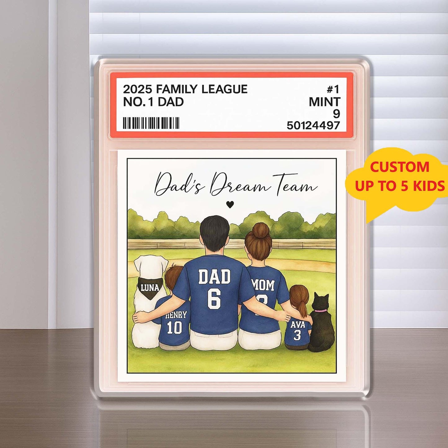 Baseball Dad Acrylic Photo Block Trading Card Style, Custom Trading Card Gift for Father's Day, Personalized Family Dad Gift from Kid, Wife
