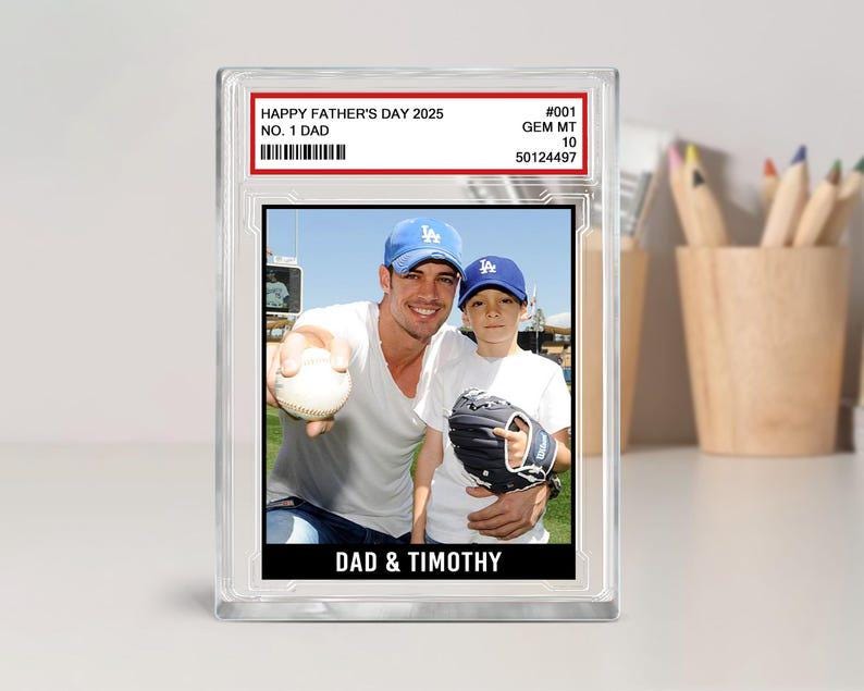 Personalized Father's Day Gift For Dad, Trading Card Style Acrylic Block, Baseball Dad Gift, Custom Photo Acylic Block, Gift For Husband