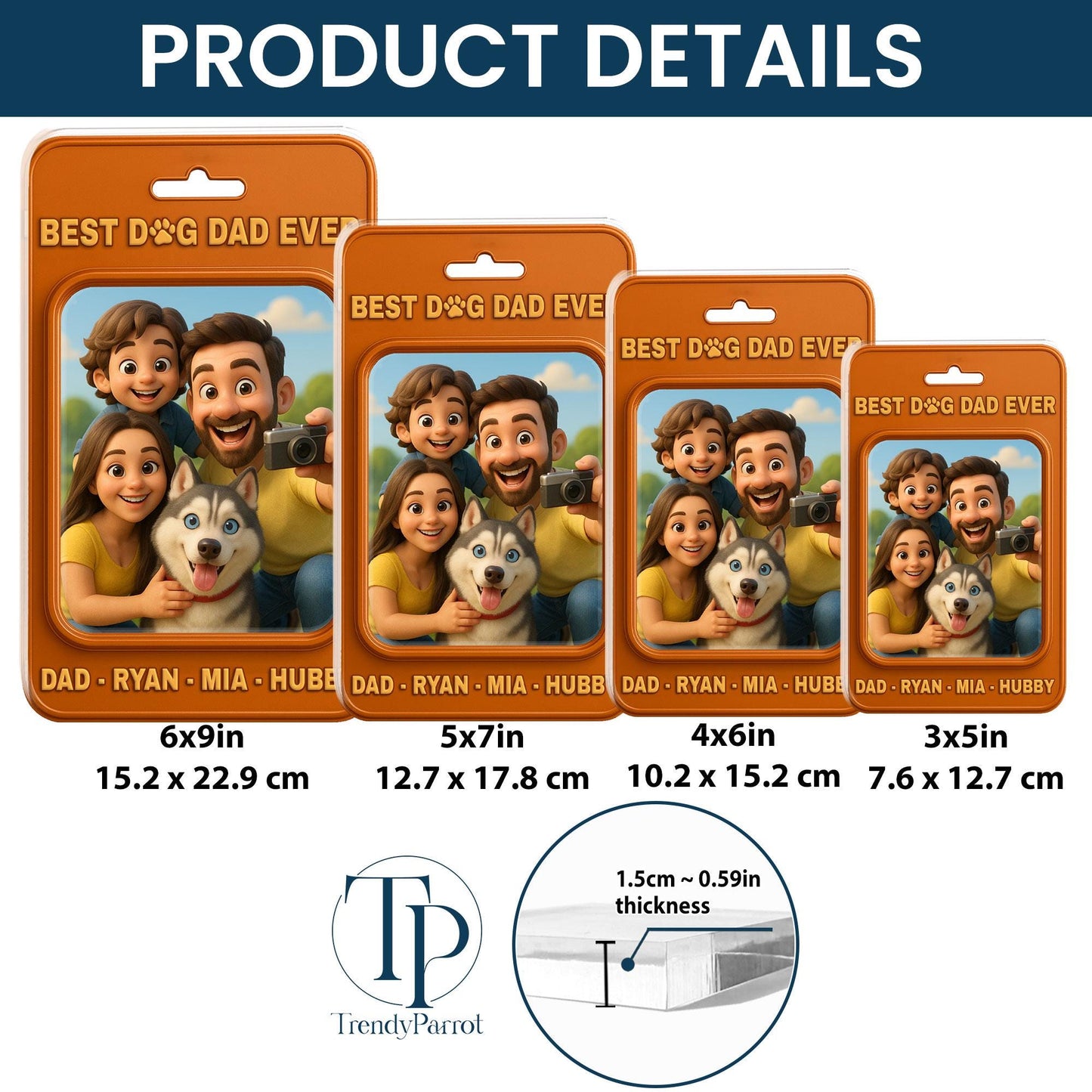 Personalized Dog Dad Acrylic Plaque, Dog Dad Gifts, Cat Dad Acrylic Block, Custom Figure From Photo,Pet Dad Gift, Dog Dad Father's Day Gift