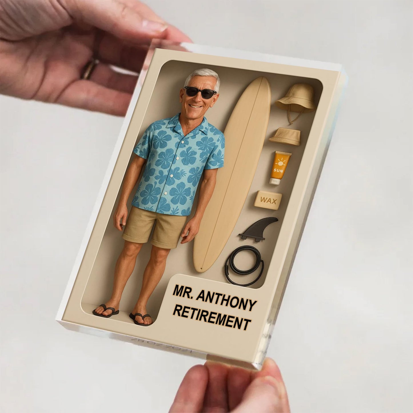 Custom Retirement Action Figure Acrylic Block, Congratulation Fireman Retired Gifts For Husband, Dad, Custom Photo Retirement Gift