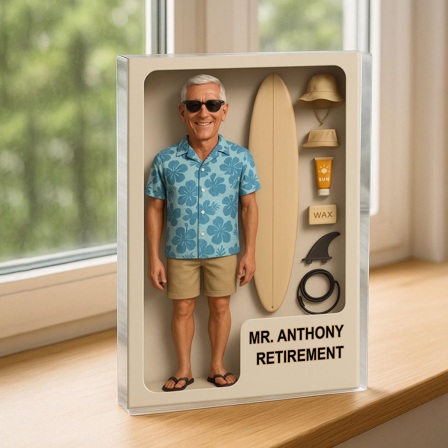 Custom Retirement Action Figure Acrylic Block, Congratulation Fireman Retired Gifts For Husband, Dad, Custom Photo Retirement Gift
