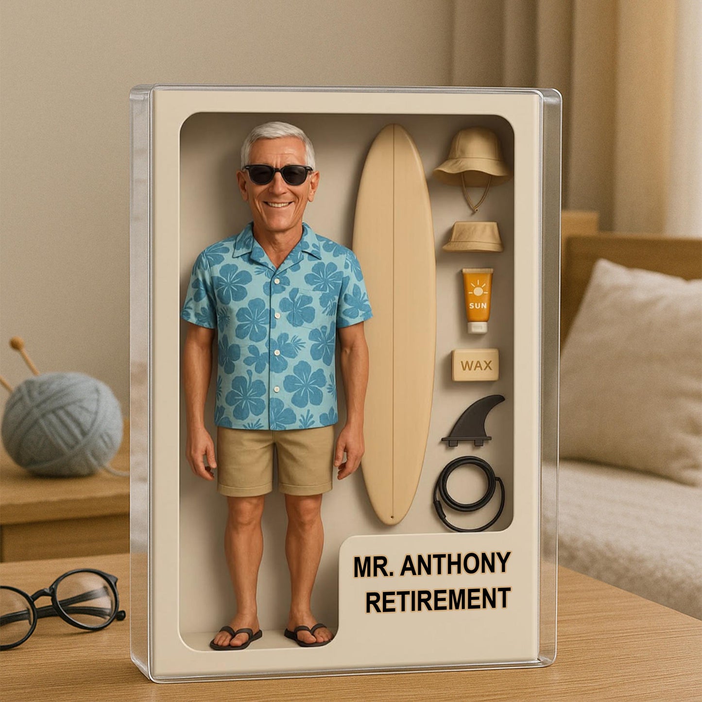 Custom Retirement Action Figure Acrylic Block, Congratulation Fireman Retired Gifts For Husband, Dad, Custom Photo Retirement Gift