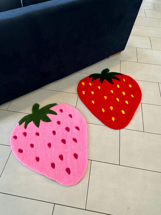 Strawberry Rug Nursery Decoration Fruit Design Berry Accent Area Mat Kitchen Decor Dopamine Decor Playroom Theme Room Accessory Kid