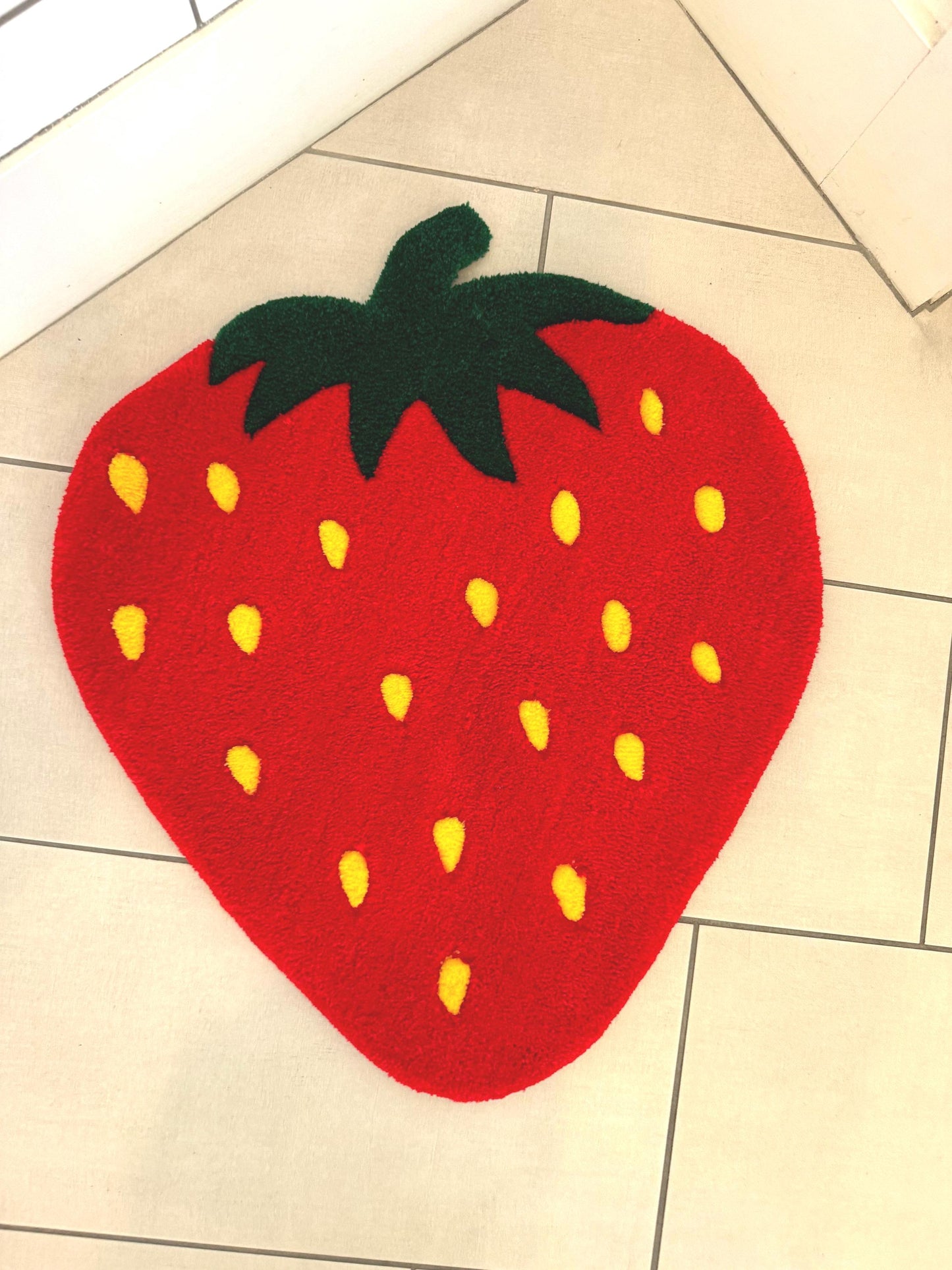 Strawberry Rug Nursery Decoration Fruit Design Berry Accent Area Mat Kitchen Decor Dopamine Decor Playroom Theme Room Accessory Kid