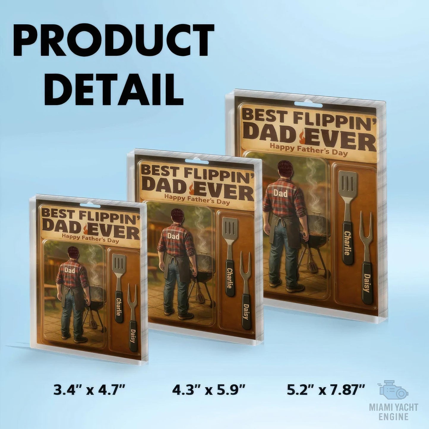 Custom Name Best Flippin' Dad Ever Acrylic Block Plaque, Dad Is Grilling Outside Acrylic Block, Father's Day Gift For Dad, Gift For Husband