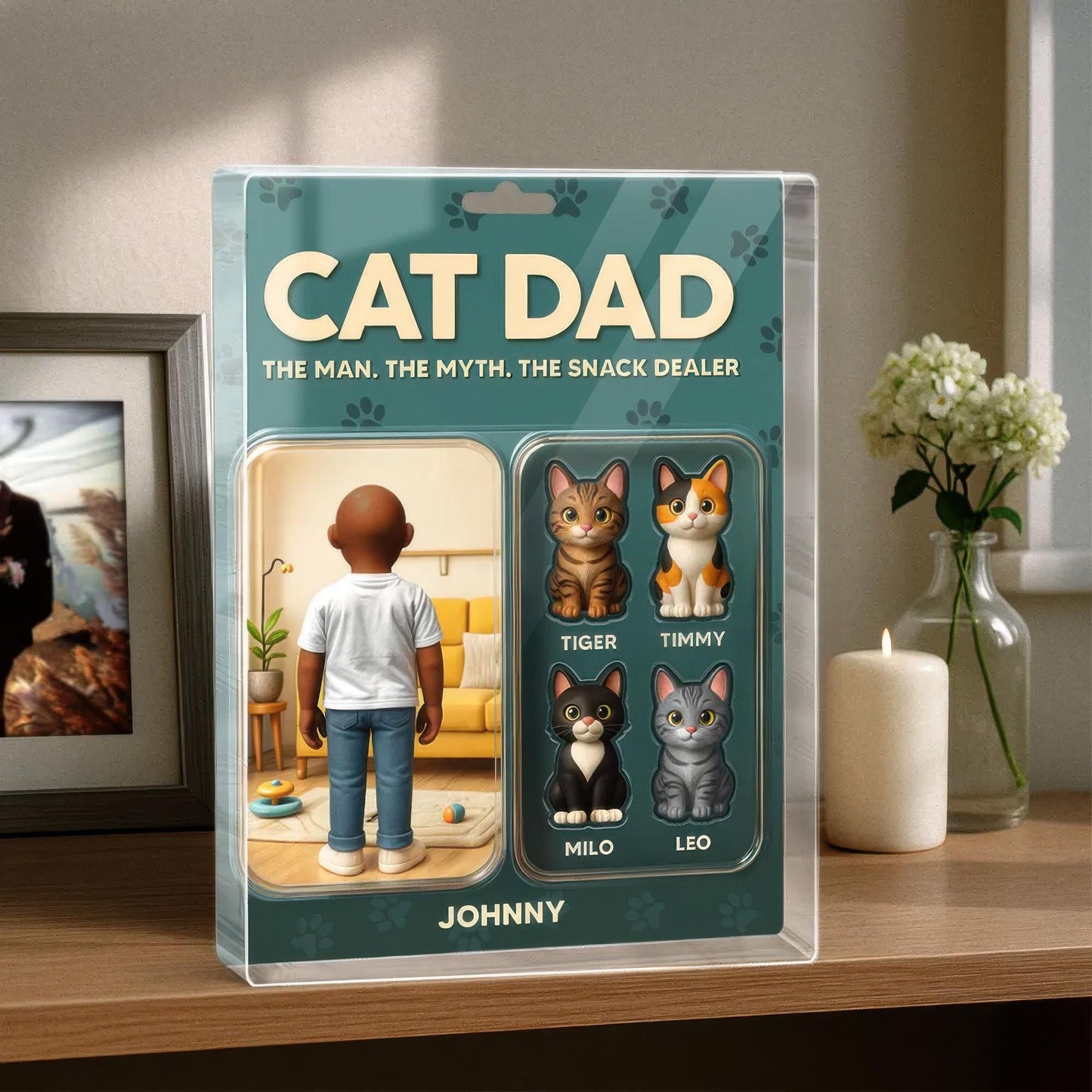 Custom Name Cat Dad The Name. The Myth. The Snack Dealer Acrylic Block, Cat Dad Acrylic Block, Father's Day Gift For Dad, Gift For Husband
