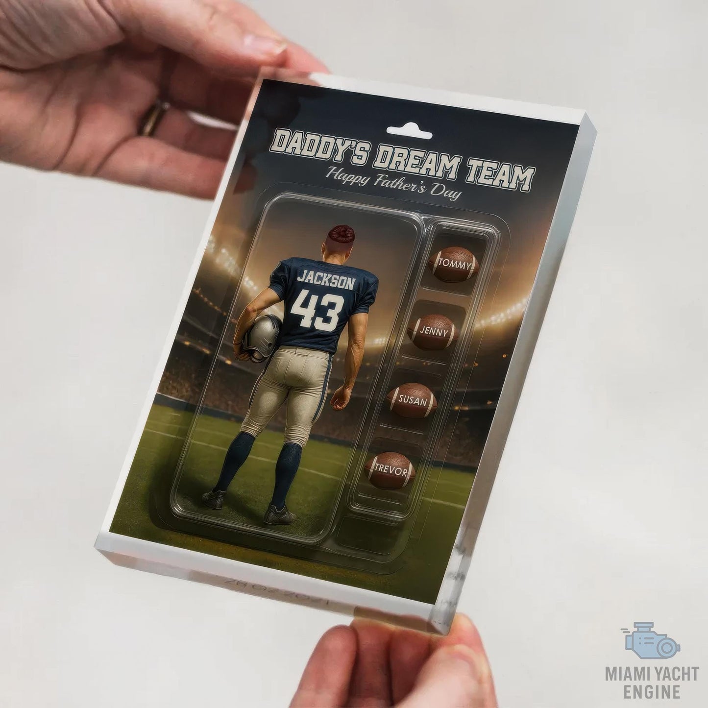 Custom Name Daddy's Dream Team Acrylic Block Plaque, Best Rugby Football Dad Ever Acrylic Block, Father's Day Gift For Dad, Gift For Husband