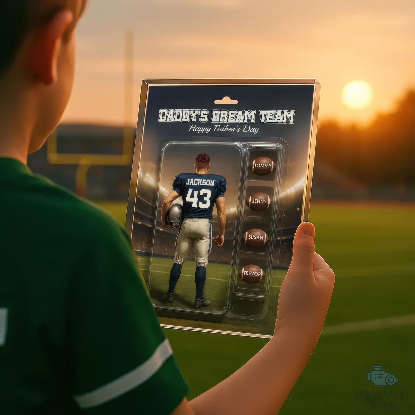 Custom Name Daddy's Dream Team Acrylic Block Plaque, Best Rugby Football Dad Ever Acrylic Block, Father's Day Gift For Dad, Gift For Husband