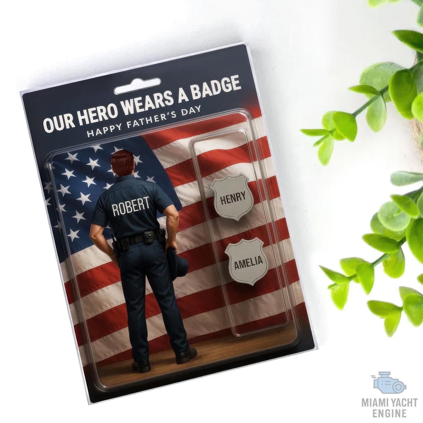 Custom Name Our Hero Wears a Badge Acrylic Block Plaque, Police Dad Acrylic Block, Father's Day Gift For Dad, Gift For Husband, Gift for U.S
